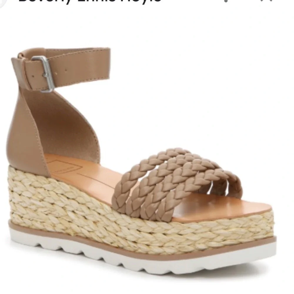 Dolce Vita Ronin Tan Cafe Braided Espadrille Wedge Platform Sandals Size 9
